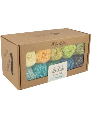 Confezione di 10 gomitoli Scheepjes Stone Washed Colour Pack - Grounding