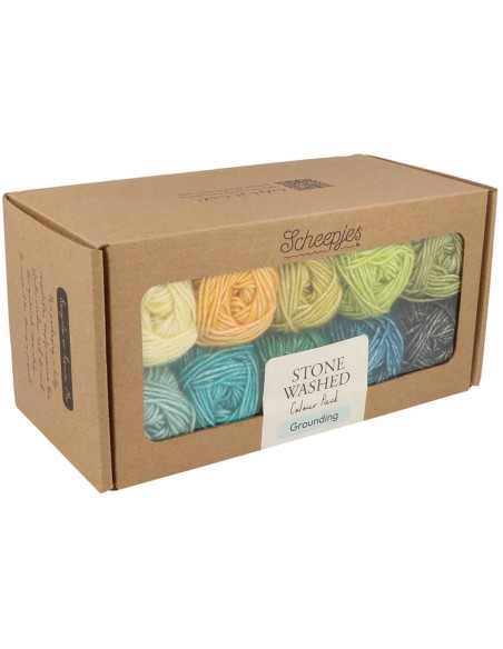 Confezione di 10 gomitoli Scheepjes Stone Washed Colour Pack - Grounding