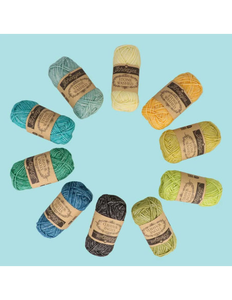 Confezione di 10 gomitoli Scheepjes Stone Washed Colour Pack - Grounding