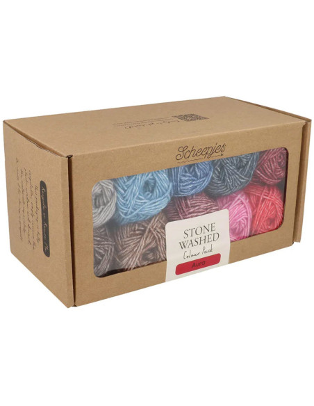 Confezione di 10 gomitoli Scheepjes Stone Washed Colour Pack - Aura