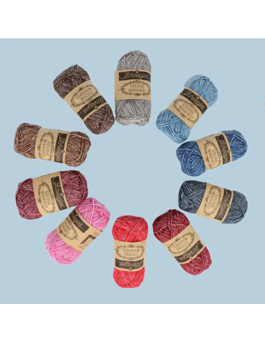 Confezione di 10 gomitoli Scheepjes Stone Washed Colour Pack - Aura