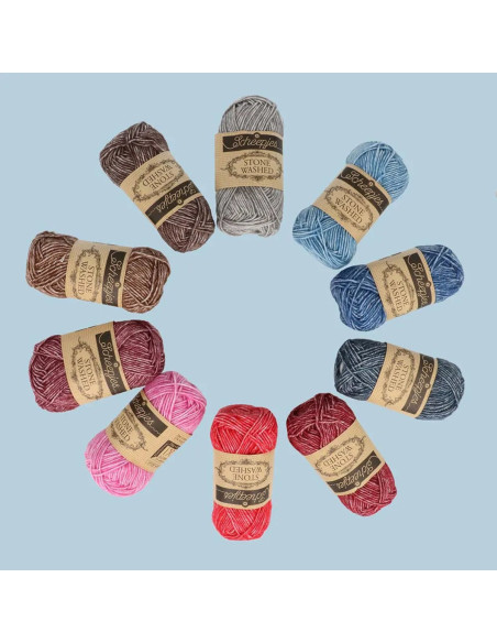 Confezione di 10 gomitoli Scheepjes Stone Washed Colour Pack - Aura