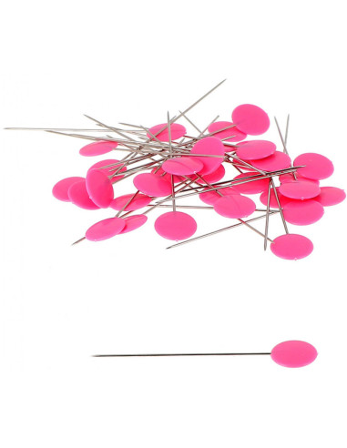 Scatola di 100 spilli con testa in plastica pastiglie fucsia Bohin