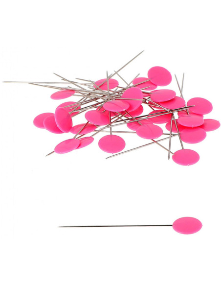 Scatola di 100 spilli con testa in plastica pastiglie fucsia Bohin