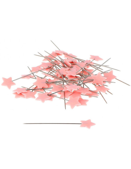 Scatola di 100 spilli con testa in plastica a forma di stella rosa chiaro Bohin