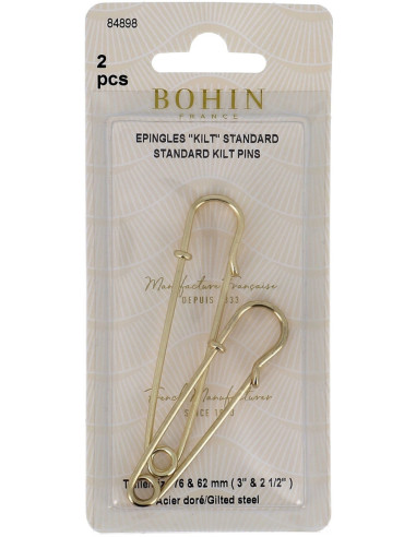 Carta di 2 spille da kilt dorate Bohin