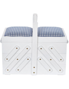 Lavoratrice sartoriale legno bianco con tessuto vichy blu M