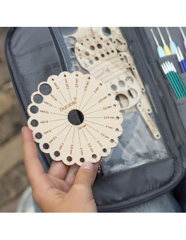Misuratore per ferri da maglia a forma di fiore in legno durevole
