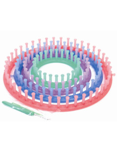Set di 4 telai circolari per maglieria + uncinetto + ago Trimits