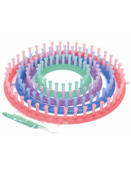 Set di 4 telai circolari per maglieria + uncinetto + ago Trimits
