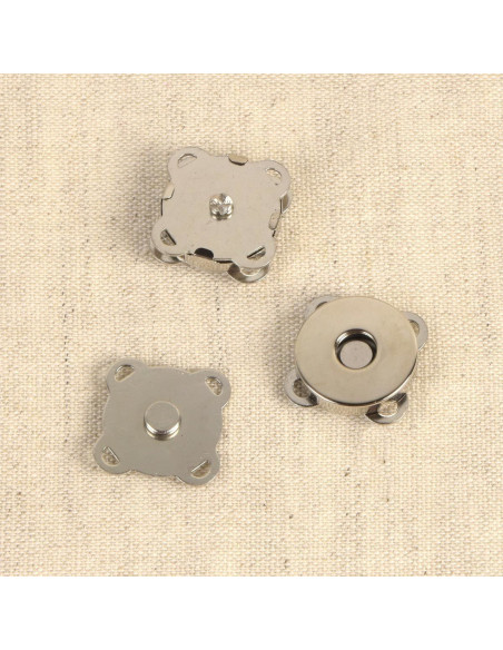 Set di 2 bottoni con attacco magnetico da 18 mm da cucire - Argento