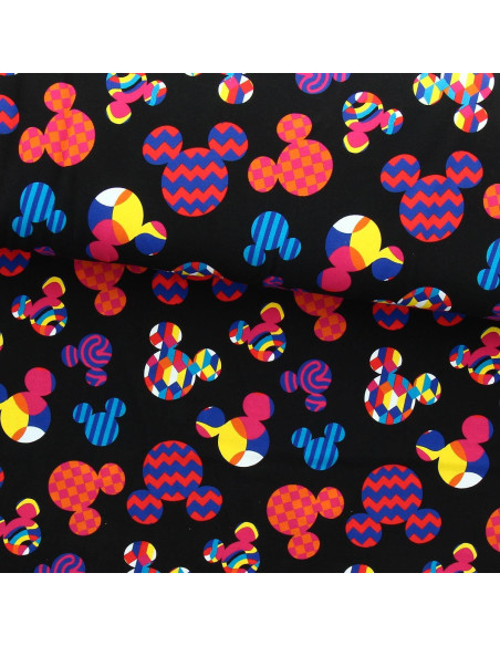 Tessuto jersey Disney - Testa di Topolino multicolore