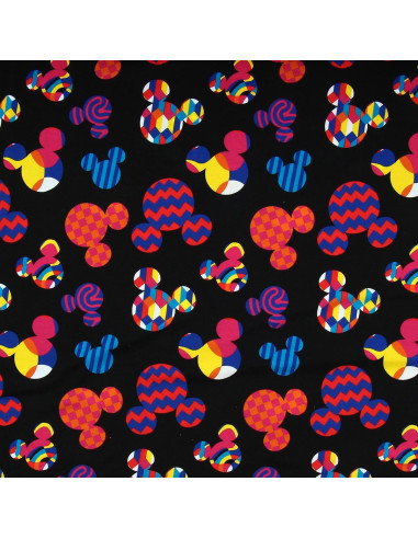 Tessuto jersey Disney - Testa di Topolino multicolore