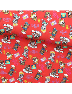 Tessuto jersey Paw Patrol - Sole sfondo arancione