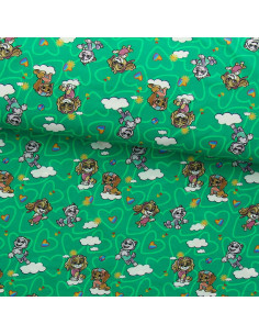 Tessuto jersey Paw Patrol - Nuvola sfondo verde