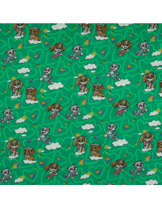 Tessuto jersey Paw Patrol - Nuvola sfondo verde 2