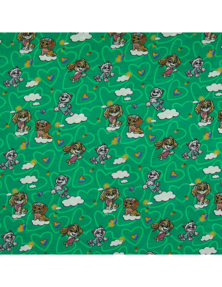 Tessuto jersey Paw Patrol - Nuvola sfondo verde