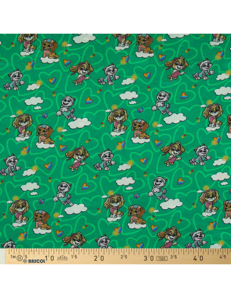 Tessuto jersey Paw Patrol - Nuvola sfondo verde