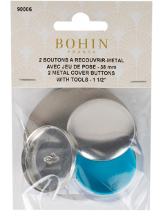 Scatola di 2 bottoni da rivestire con strumento di montaggio Bohin - 38 mm