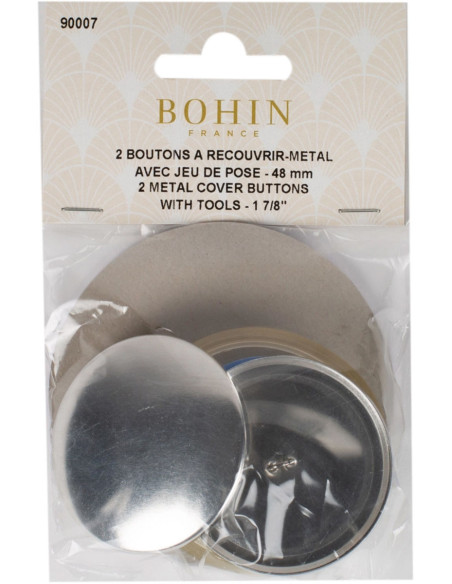 Scatola di 2 bottoni da rivestire con attrezzo di montaggio Bohin - 48 mm