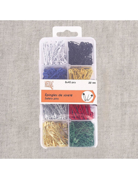 Scatola di 320 spille di sicurezza da 32 mm colori assortiti