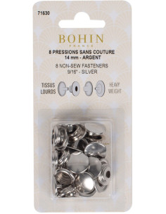 Scatola di 8 bottoni a pressione senza cuciture per tessuti pesanti 14 mm Bohin - Argento