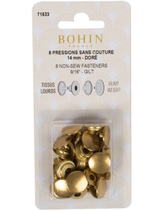 Scatola di 8 bottoni automatici senza cuciture per tessuti pesanti 14 mm Bohin - Dorato
