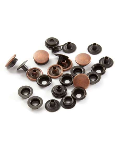 Scatola di 8 bottoni automatici senza cuciture per tessuti pesanti 14 mm Bohin - Rame