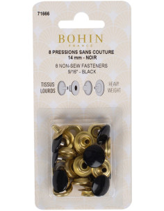 Scatola di 8 bottoni a pressione senza cuciture per tessuti pesanti 14 mm Bohin - Nero