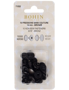 Scatola di 10 bottoni automatici senza cuciture per tessuti medi 14 mm Bohin - Bronzo