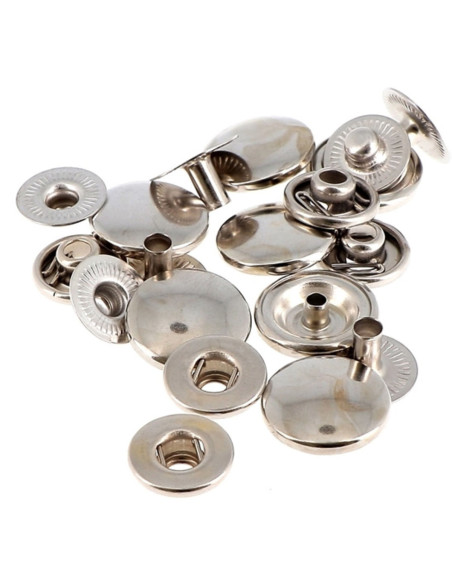 Scatola di 10 bottoni a pressione senza cuciture per tessuti medi 14 mm Bohin - Argento