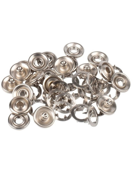 Scatola di 10 bottoni automatici senza cuciture per jersey con griffe a calotta 10 mm Bohin - Argento