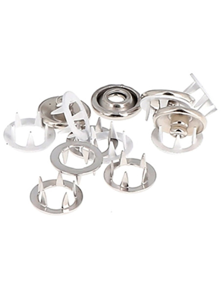 Scatola di 10 bottoni a pressione senza cuciture per jersey con artigli a calotta 10 mm Bohin - Bianco