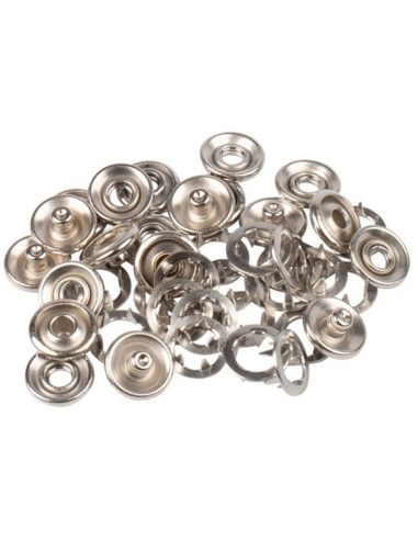 Scatola di 8 bottoni automatici senza cuciture jersey con artigli a calotta 12 mm Bohin - Argento