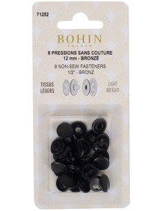 Scatola di 8 bottoni automatici senza cuciture jersey 12 mm Bohin - Bronzo
