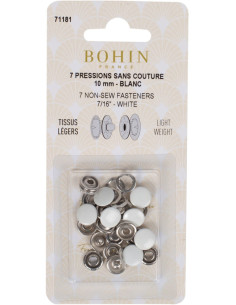 Scatola di 7 bottoni automatici senza cuciture jersey 10 mm Bohin - Bianco