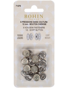 Scatola di 6 bottoni automatici senza cuciture jersey 12 mm Bohin - Perlato