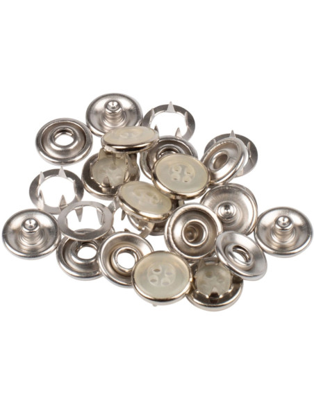 Scatola di 6 bottoni automatici senza cuciture jersey 12 mm Bohin - Perlato