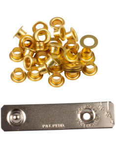 Scatola 25 occhielli 4 mm con rondelle e set di posa Bohin - Dorato 2