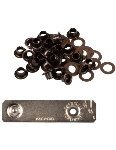 Scatola 25 occhielli 4 mm con rondelle e set di posa Bohin - Bronzo