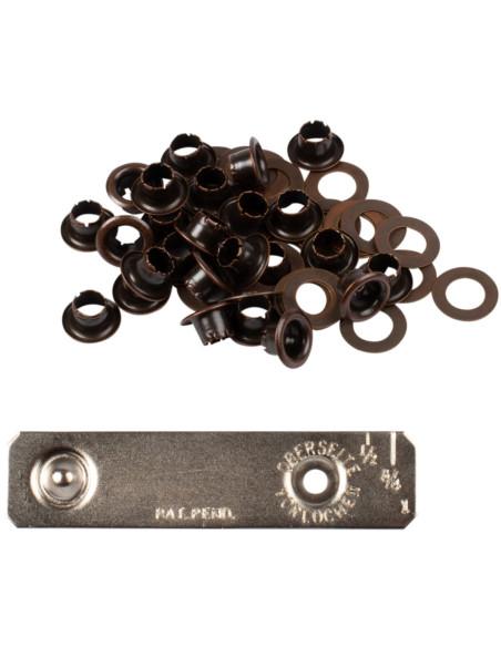 Scatola 25 occhielli 4 mm con rondelle e set di posa Bohin - Bronzo