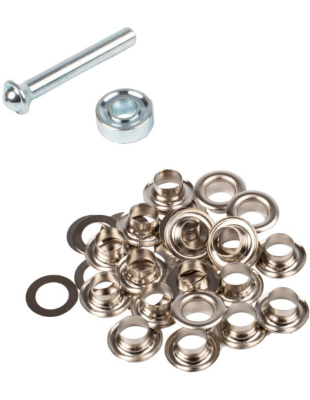 Scatola 20 occhielli 8 mm con rondelle e set di posa Bohin - Argento
