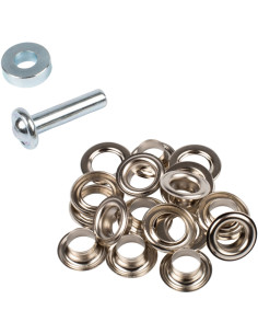 Scatola 10 occhielli 11 mm con rondelle e set di posa Bohin - Argento 2