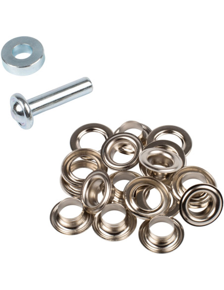 Scatola 10 occhielli 11 mm con rondelle e set di posa Bohin - Argento