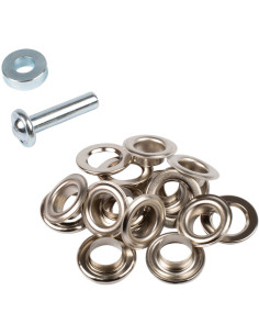 Scatola 10 occhielli 14 mm con rondelle e set di posa Bohin - Argento 2