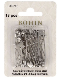 Carta di 18 spille da balia assortite a sfera Bohin