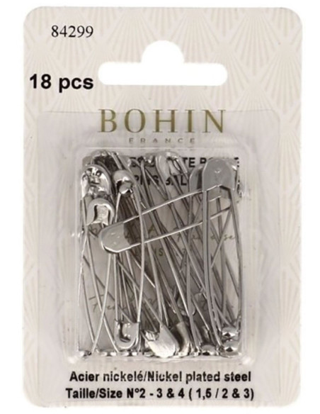 Carta di 18 spille da balia assortite a sfera Bohin