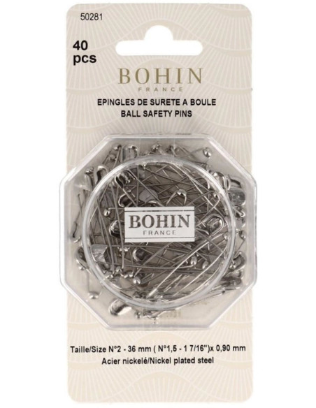 Scatola di 40 spille da balia a sfera 36 mm Bohin