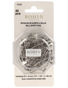 Scatola di 40 spille da balia a sfera 44 mm Bohin