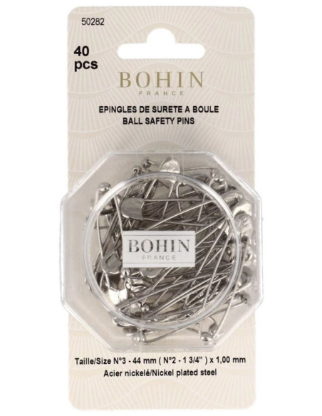 Scatola di 40 spille da balia a sfera 44 mm Bohin